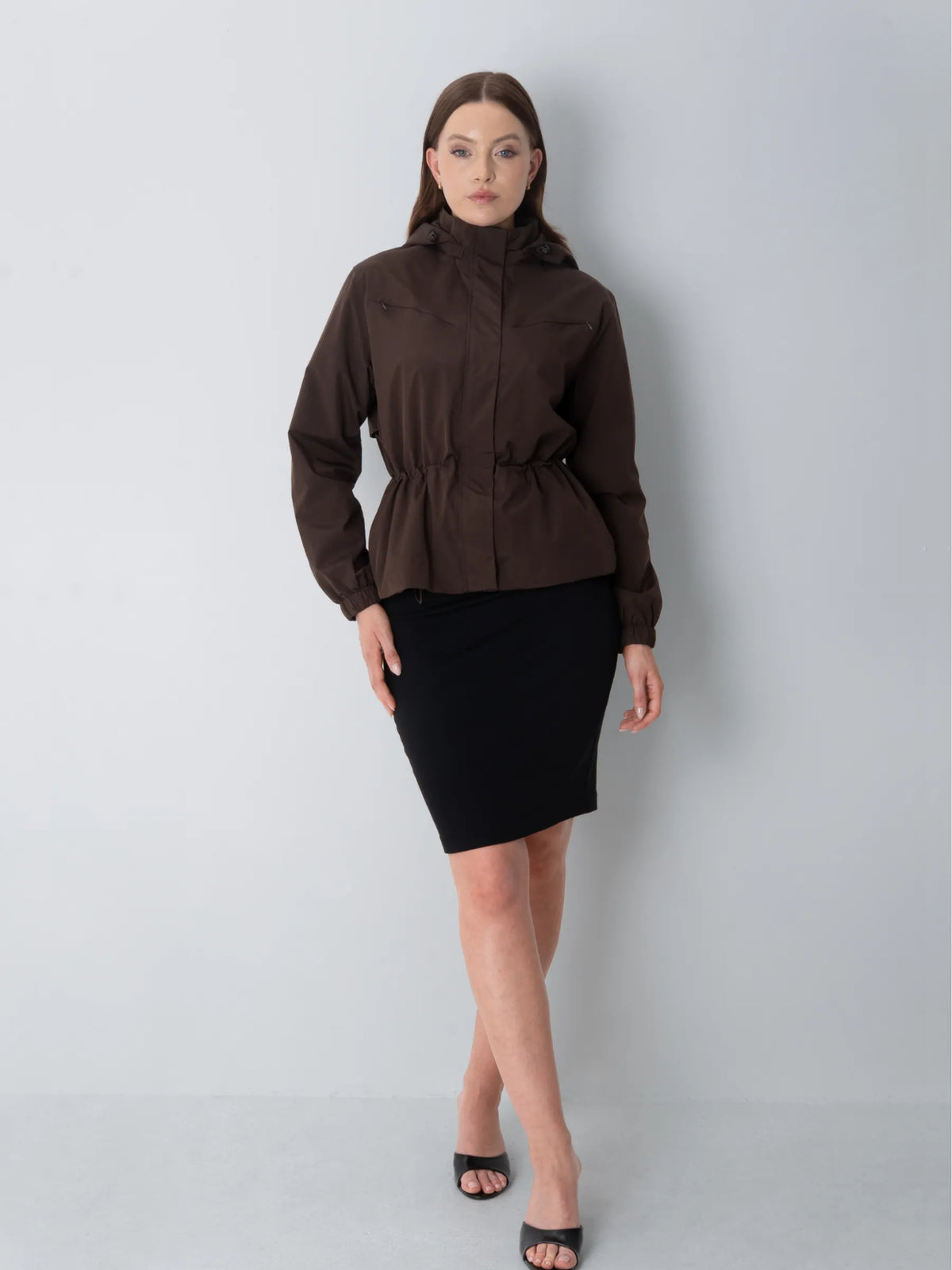 Short Drawstring Waist Rain Jacket