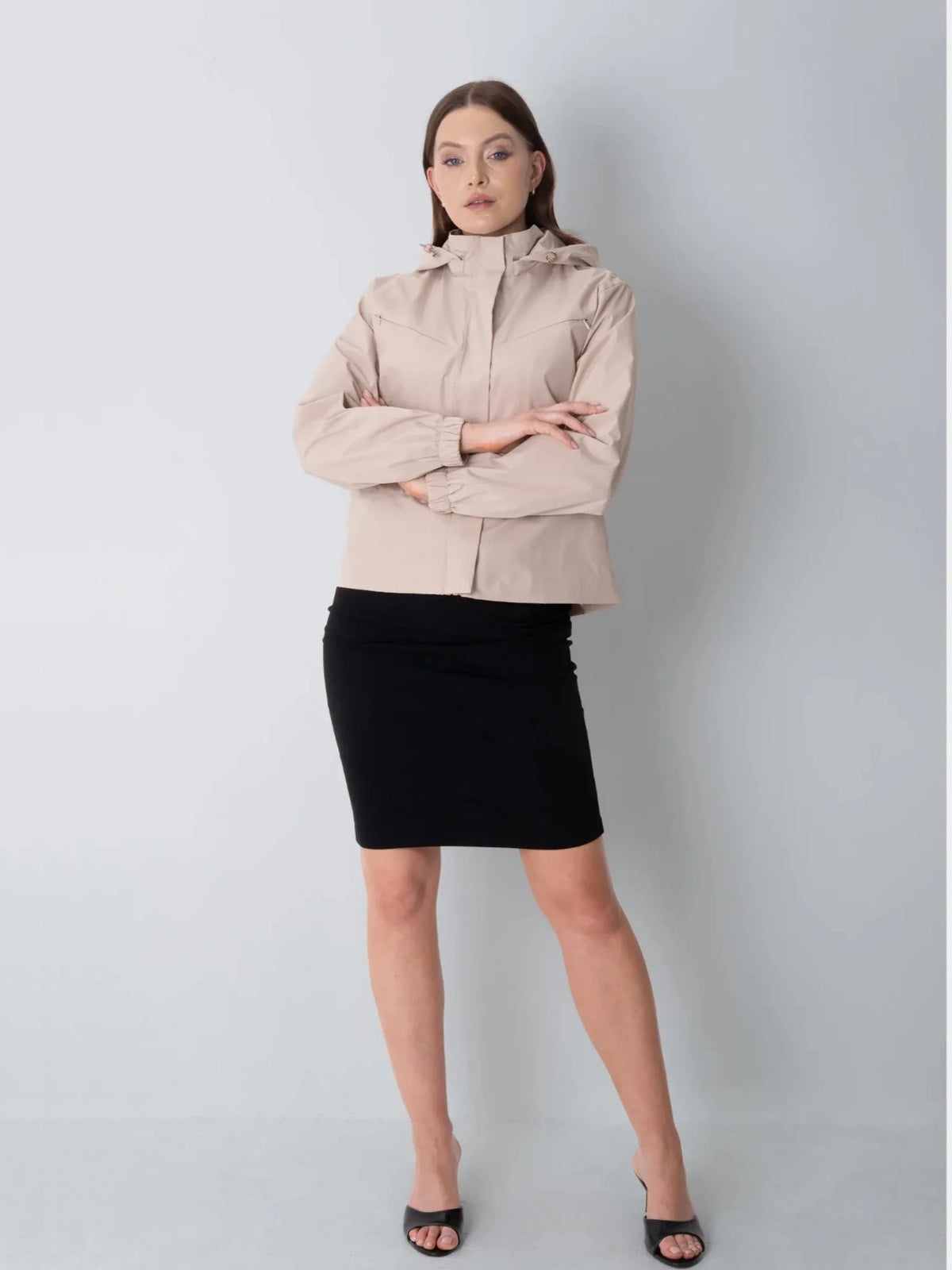 Short Drawstring Waist Rain Jacket