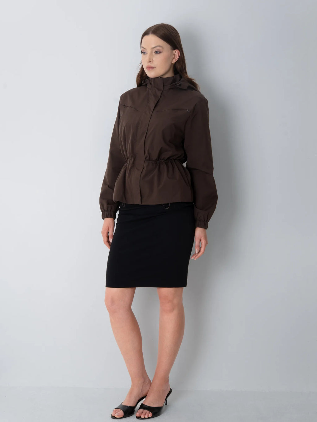 Short Drawstring Waist Rain Jacket
