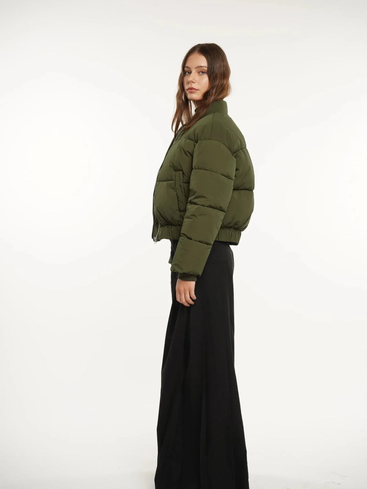 Metal Zip Puffer Bomber