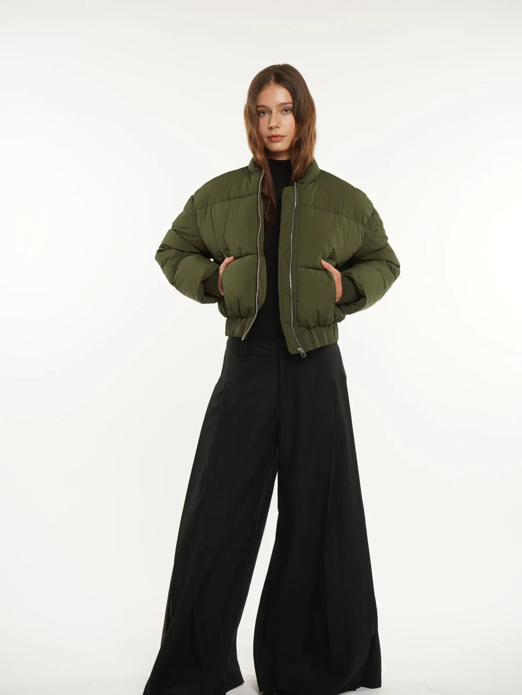 Metal Zip Puffer Bomber