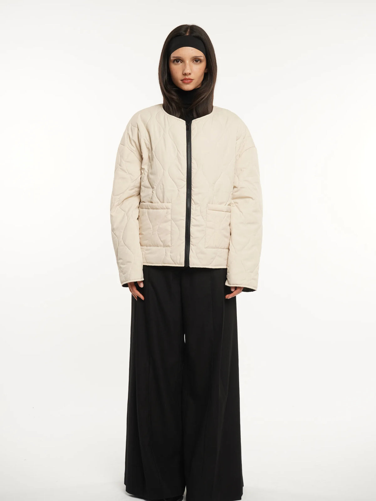 Round Neck Quilted Puffer Jacket