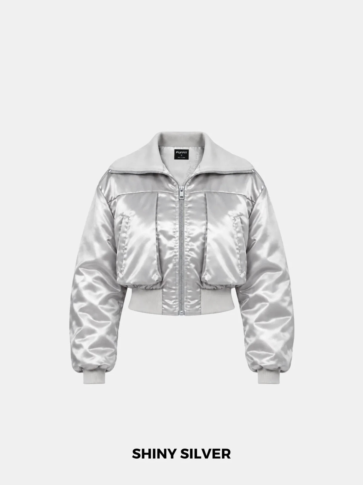 Shiny Cropped Padded Bomber