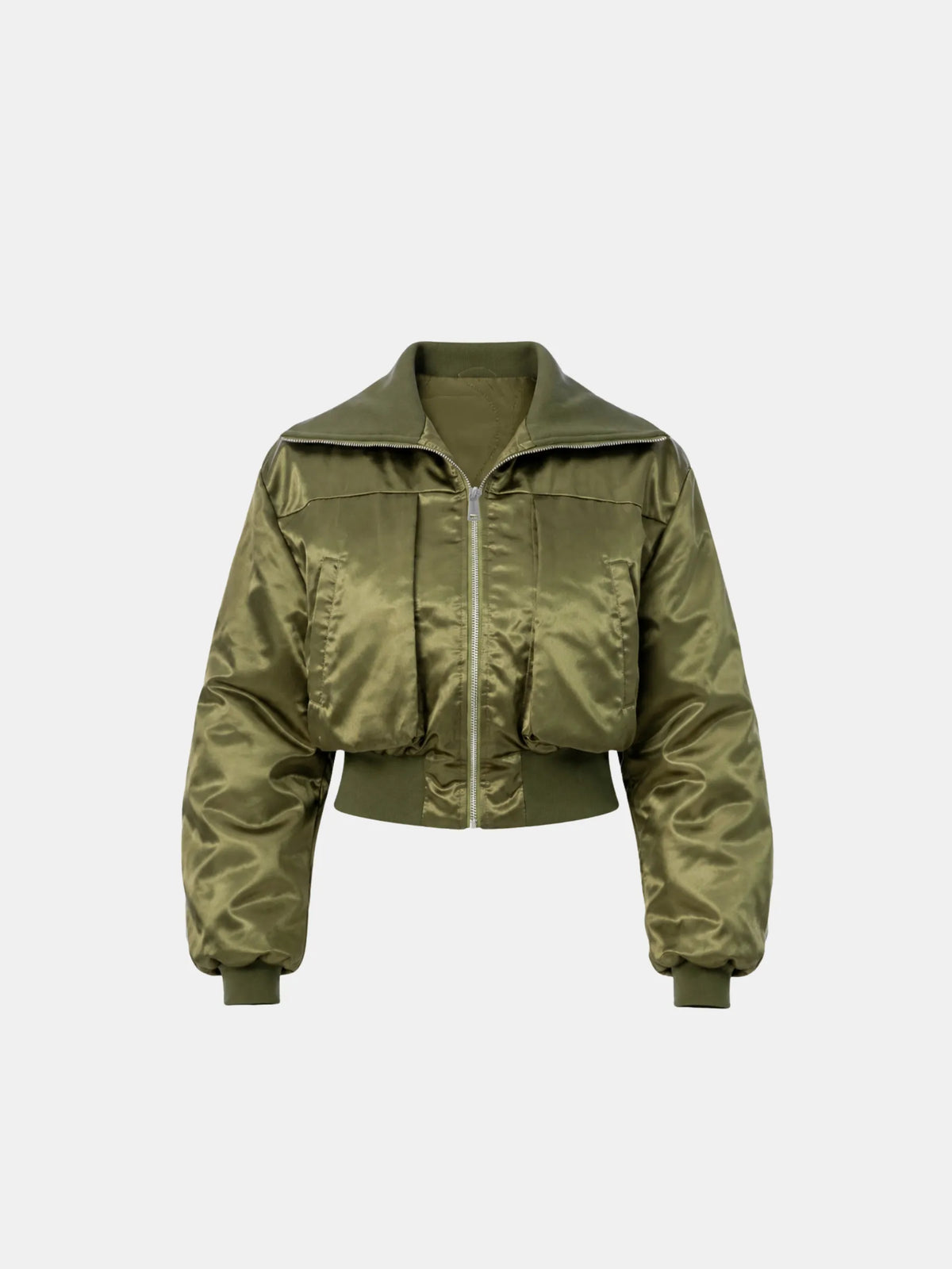 Shiny Cropped Padded Bomber