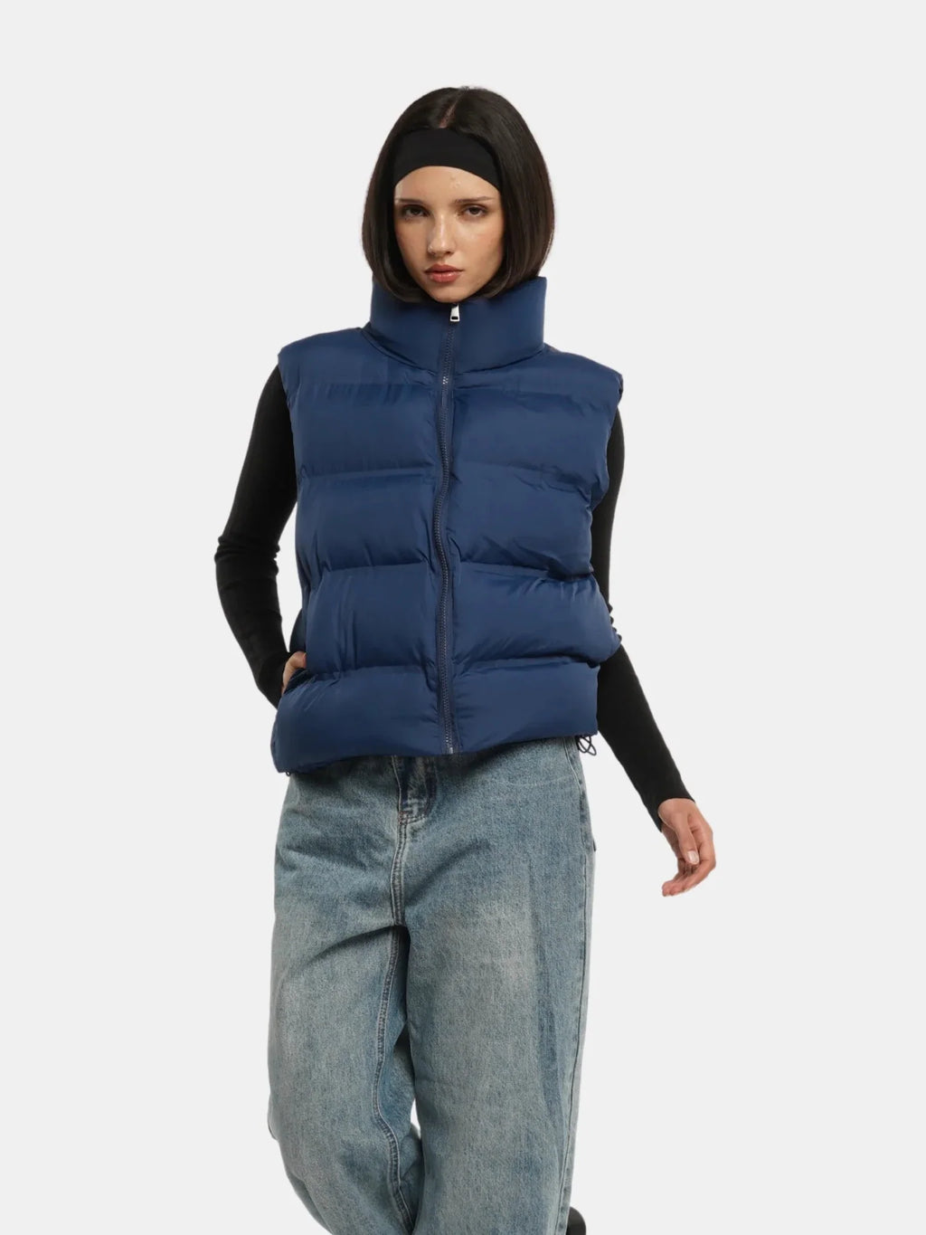 Taped Seams Funnel Neck Puffer Gilet