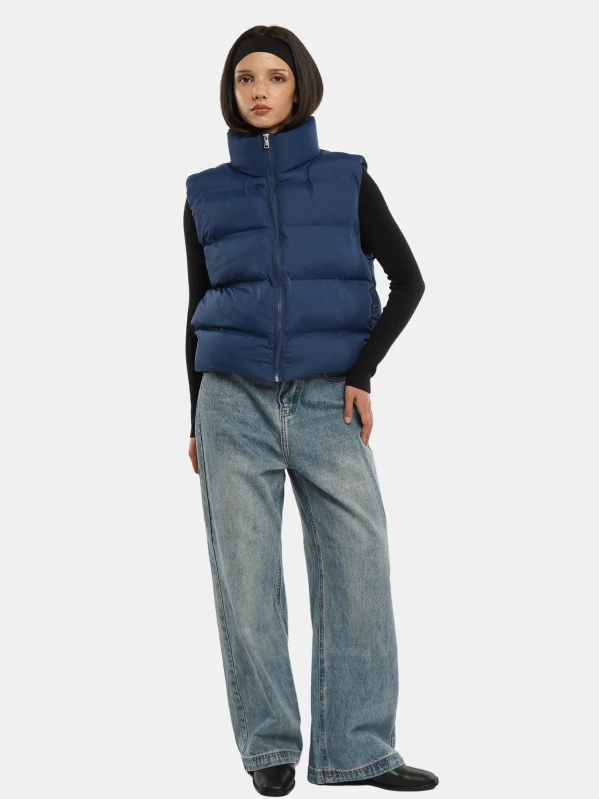 Taped Seams Funnel Neck Puffer Gilet