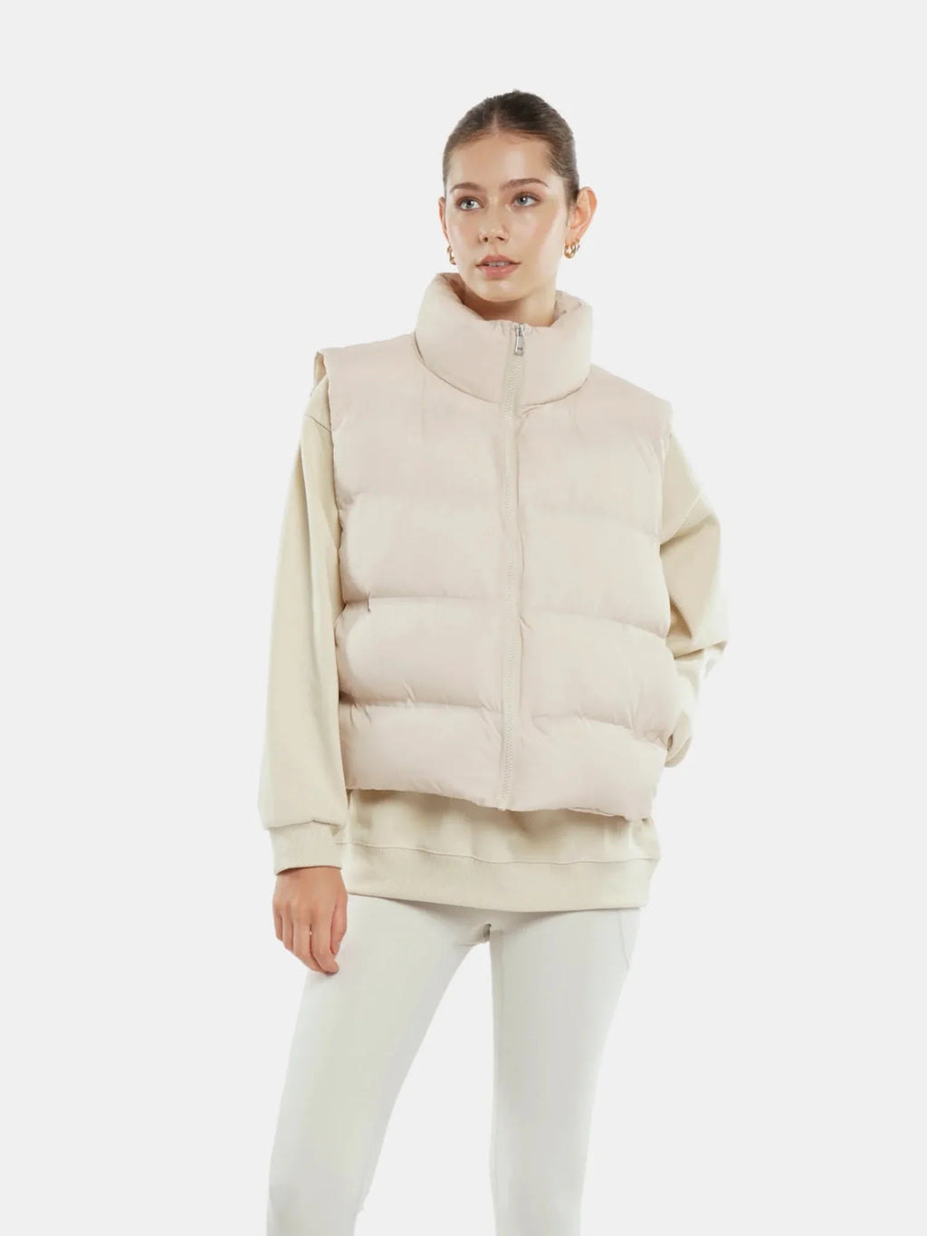 Taped Seams Funnel Neck Puffer Gilet
