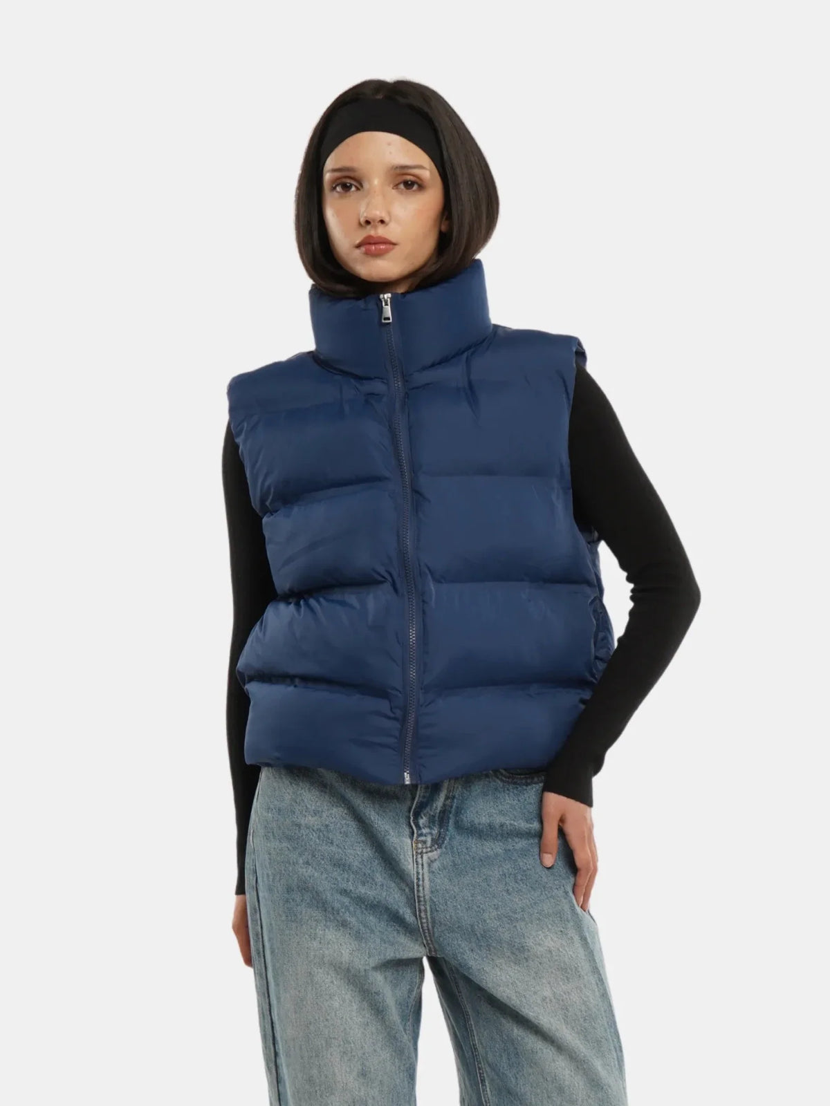 Taped Seams Funnel Neck Puffer Gilet