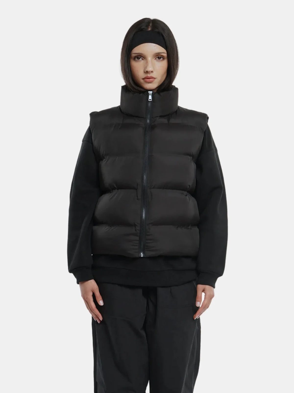 Taped Seams Funnel Neck Puffer Gilet