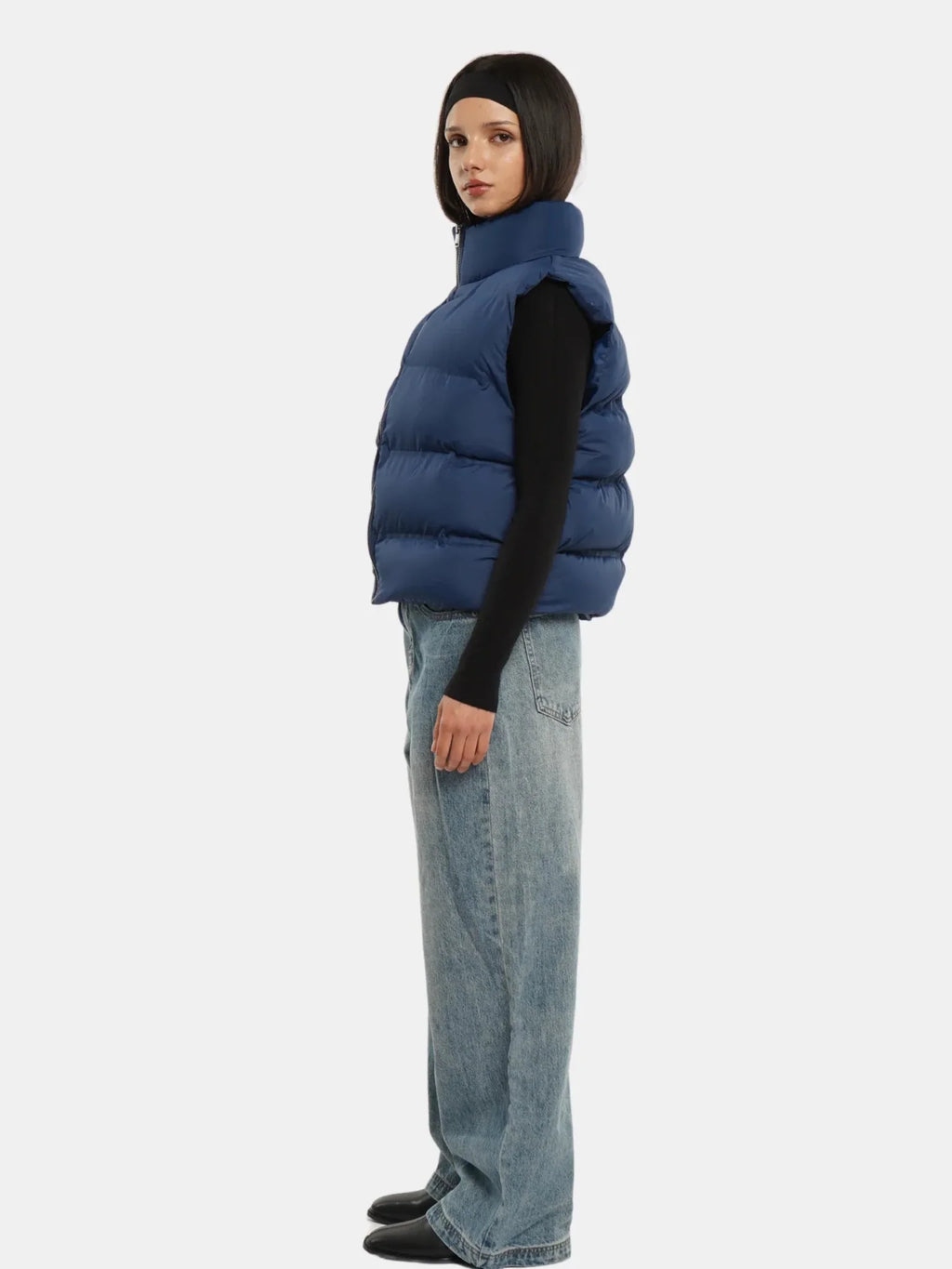 Taped Seams Funnel Neck Puffer Gilet