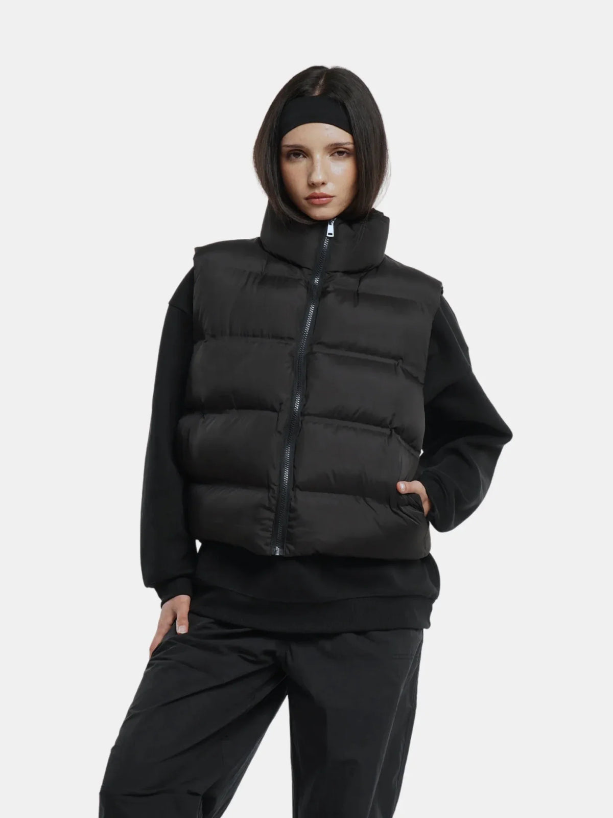 Taped Seams Funnel Neck Puffer Gilet