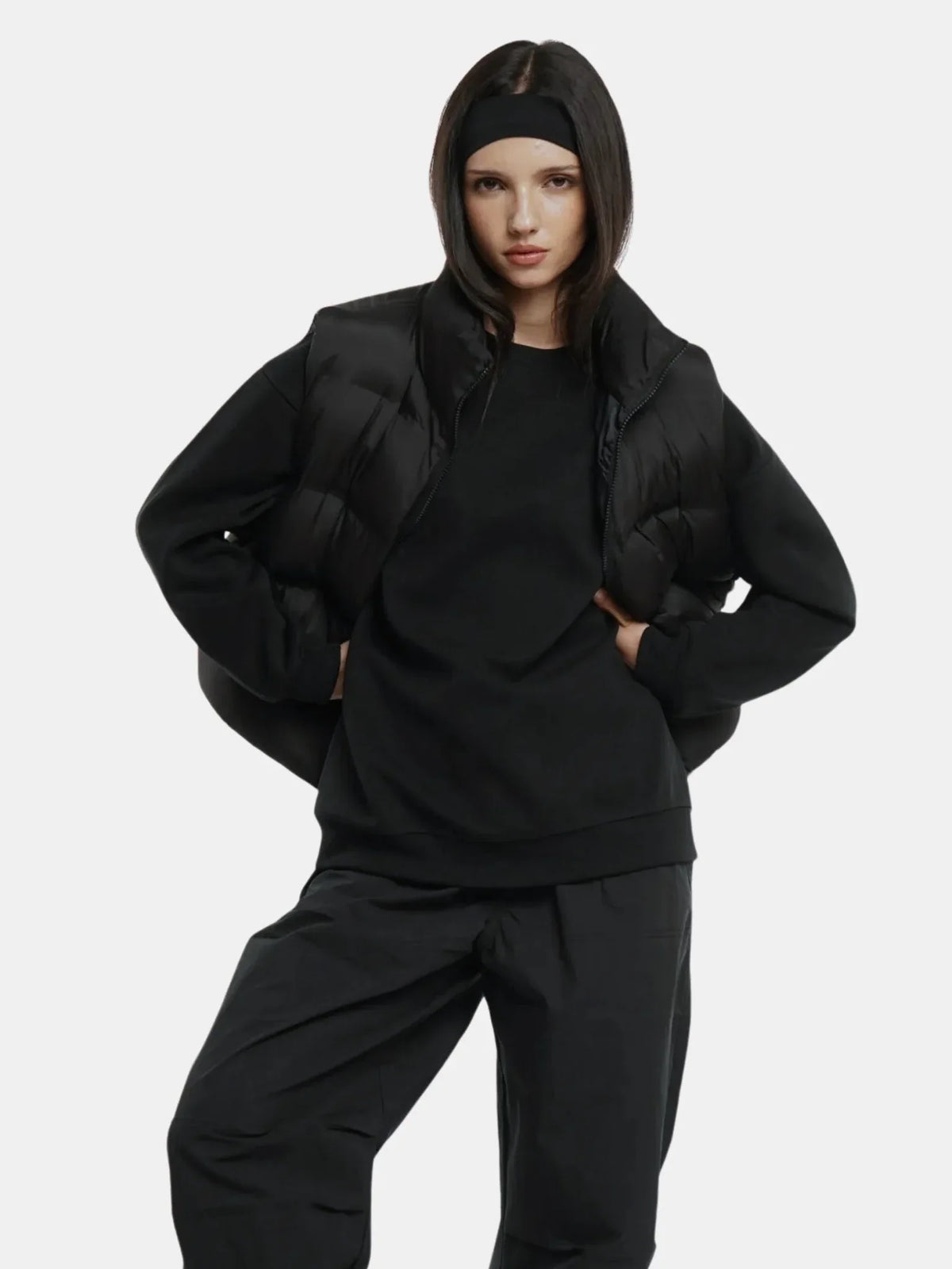 Taped Seams Funnel Neck Puffer Gilet
